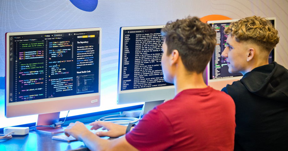 Young students working on computers